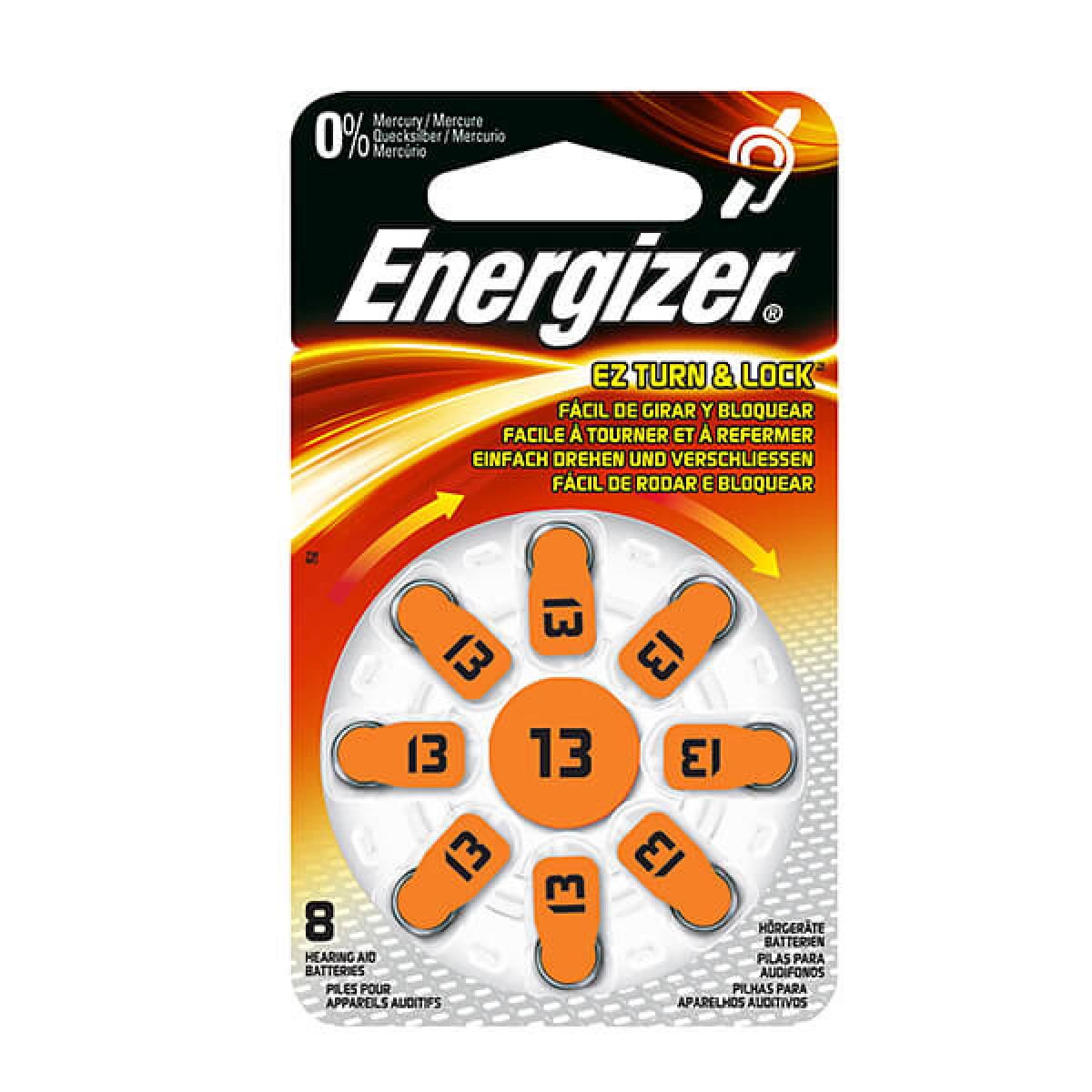 Knopfbatterie Akku 13 ENERGIZER Hörgerät Batterien TL8 8er-Pack ENERGIZER Zink-Luft