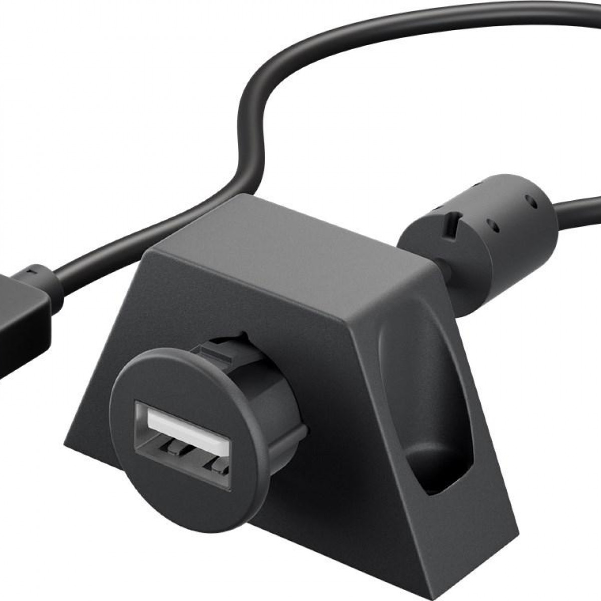 Adattatore nero con porta USB per auto. L'adattatore è per l'auto.