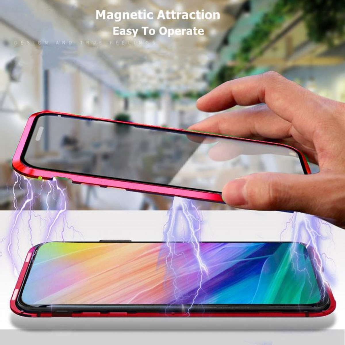 INF Magnetische Handyhülle Hartglas beidseitig - F1 XiaoMi Rot Rot, XiaoMi, - XiaoMi Full Cover, F1