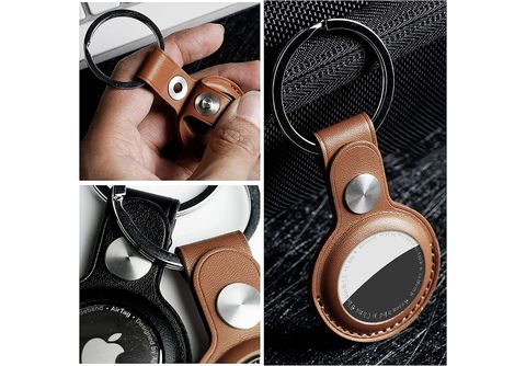 Apple AirTag Schlüsselanhänger Hülle Schutzhülle in braun - PRECORN