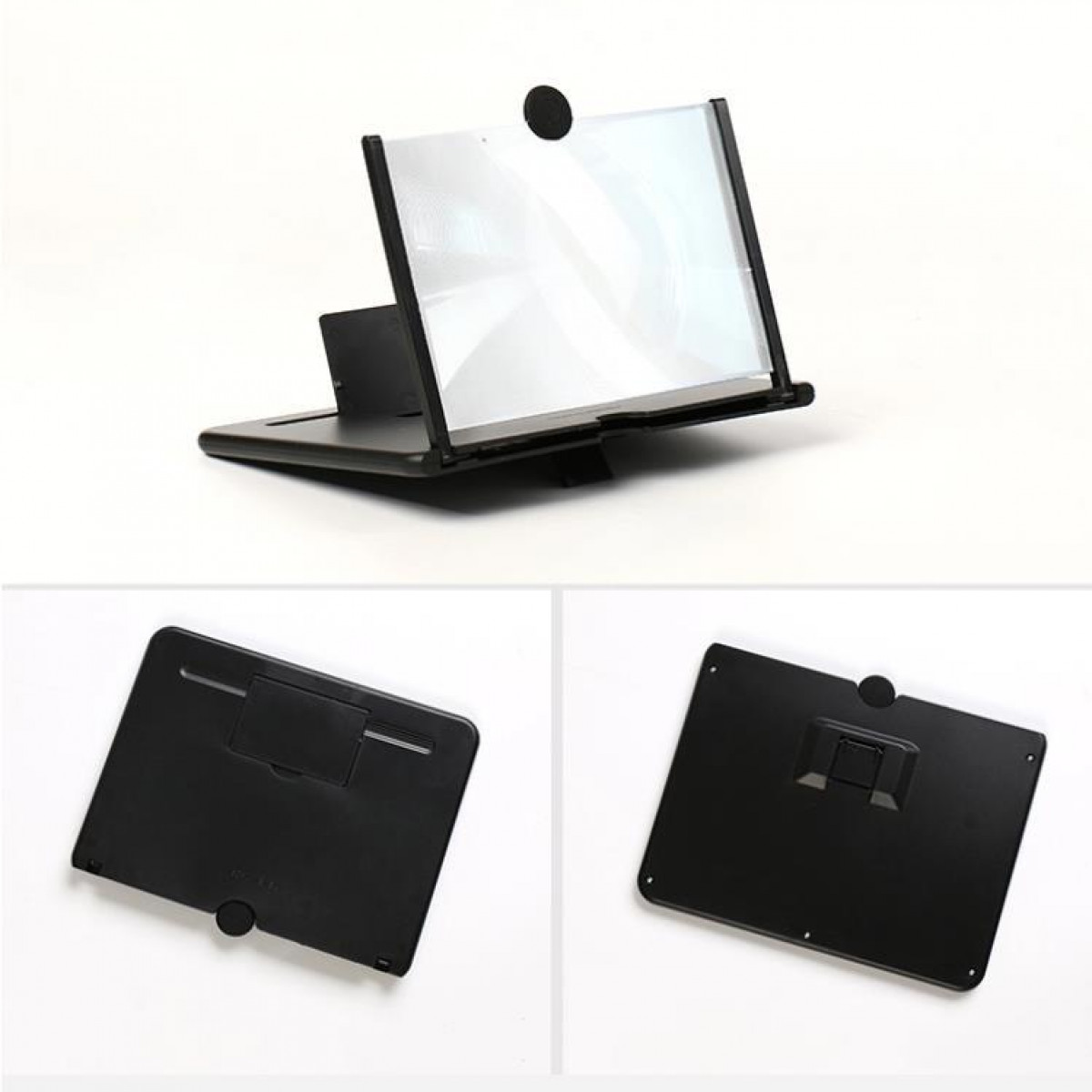 Czarny powiększalnik ekranu. Białe tło.