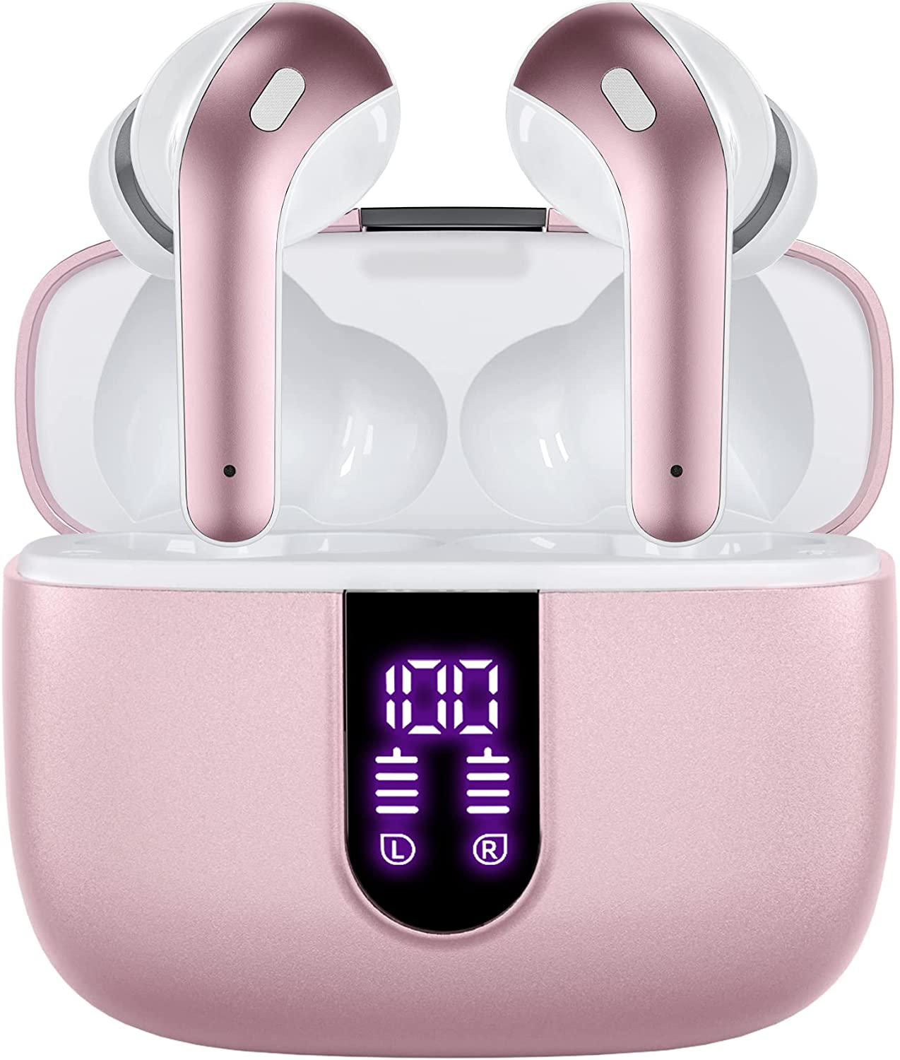 Kopfhörer INF Kabellose In-ear Kopfhörer rosa Touch-Steuerung Rosa, Mikrofon und mit Kabellose