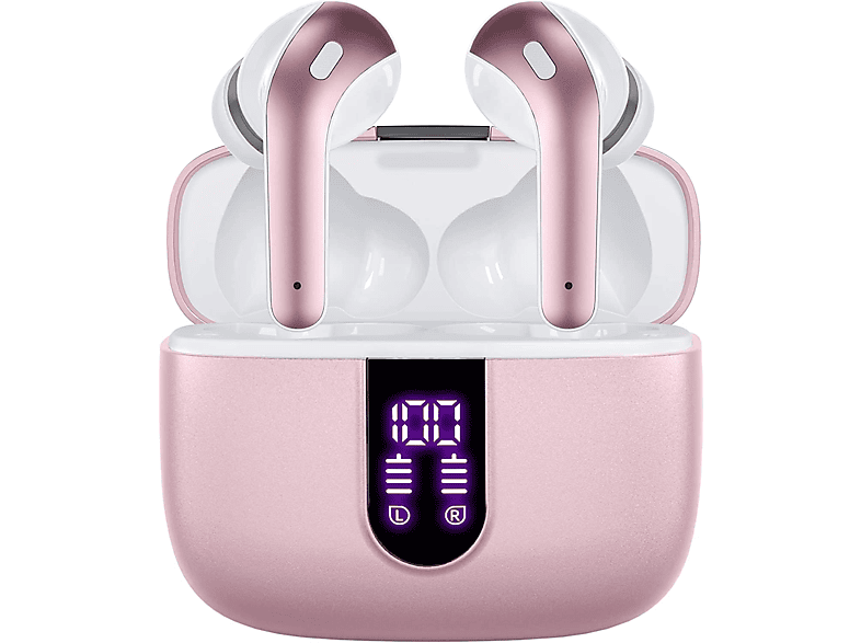 Kopfhörer INF Rosa, Mikrofon und rosa Touch-Steuerung Kabellose Kopfhörer mit In-ear Kabellose