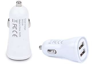 INF Autoladegerät 5V / 2.4A - Doppel-USB-Anschlüsse med LED Autoladegerät Universal, weiß
