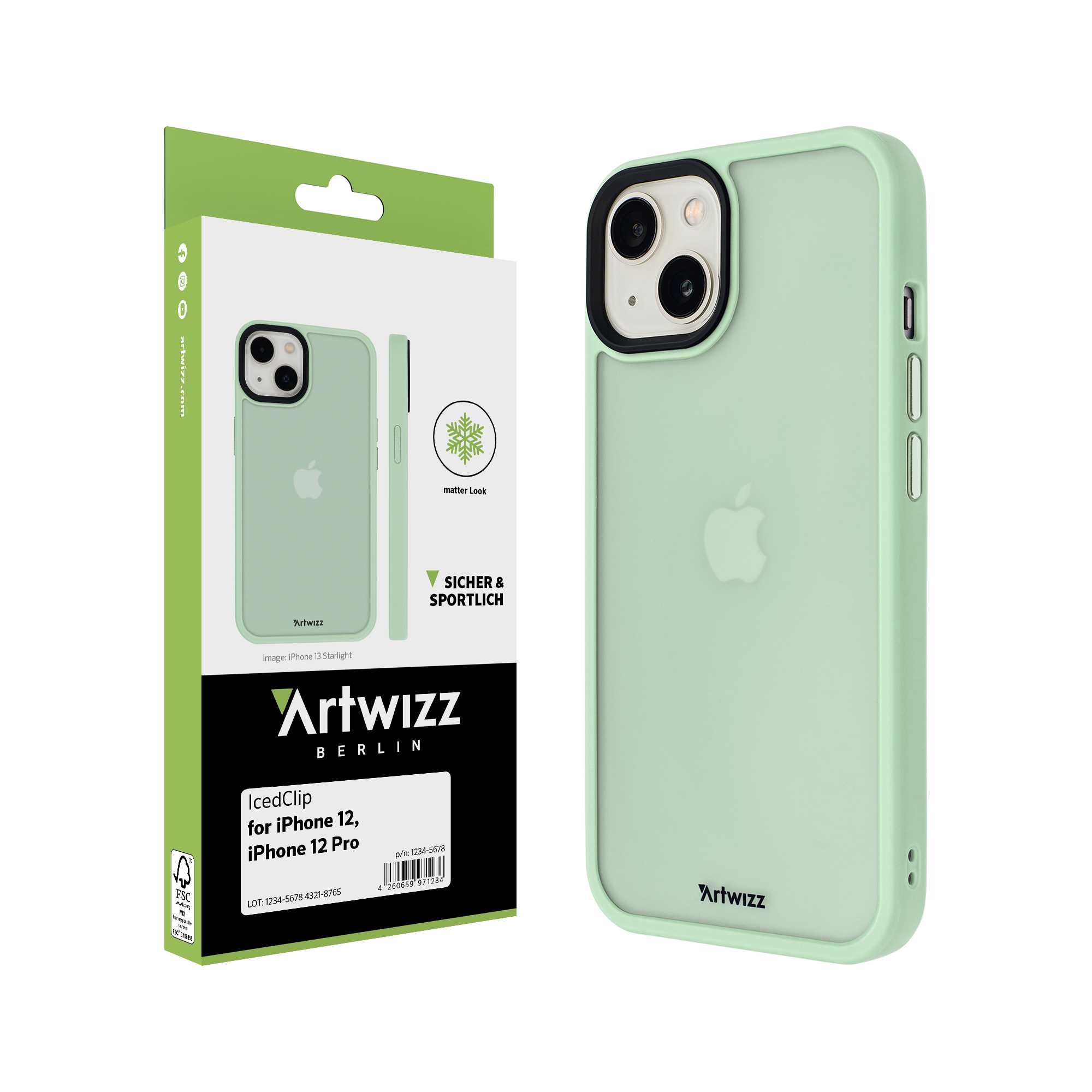 ARTWIZZ IcedClip, Backcover, Pro, Apple, iPhone Grün iPhone 12, 12