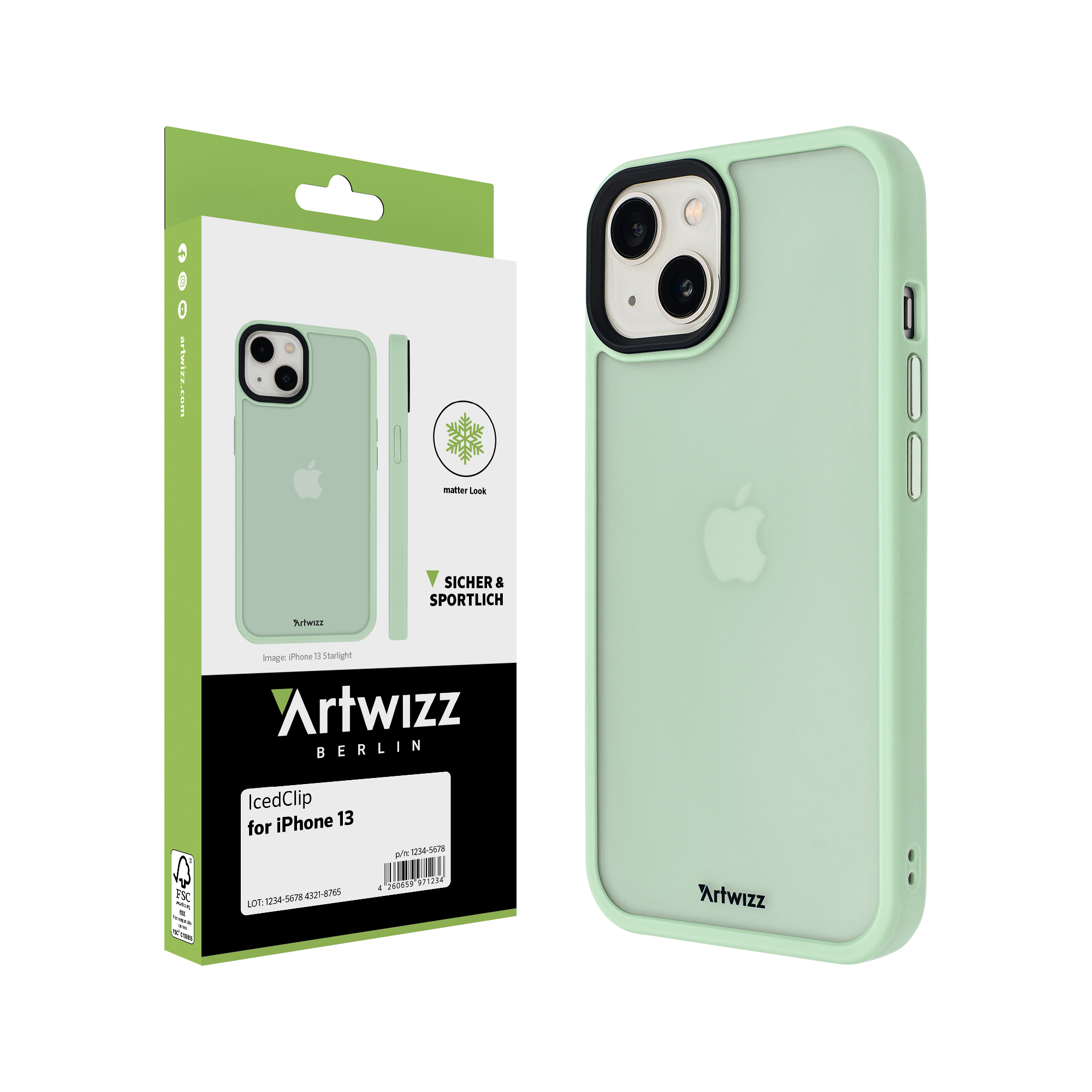 Apple, Grün iPhone ARTWIZZ IcedClip, 13, Backcover,