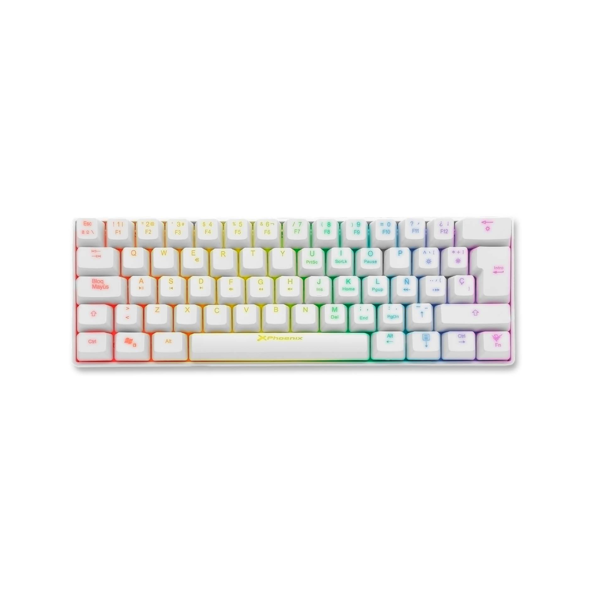 Mirage Tkl 60 teclado mecanico gaming rgb blanco cable phmiragew phoenix multicolor technologies para ordenador pc ultracompacto switch brown software