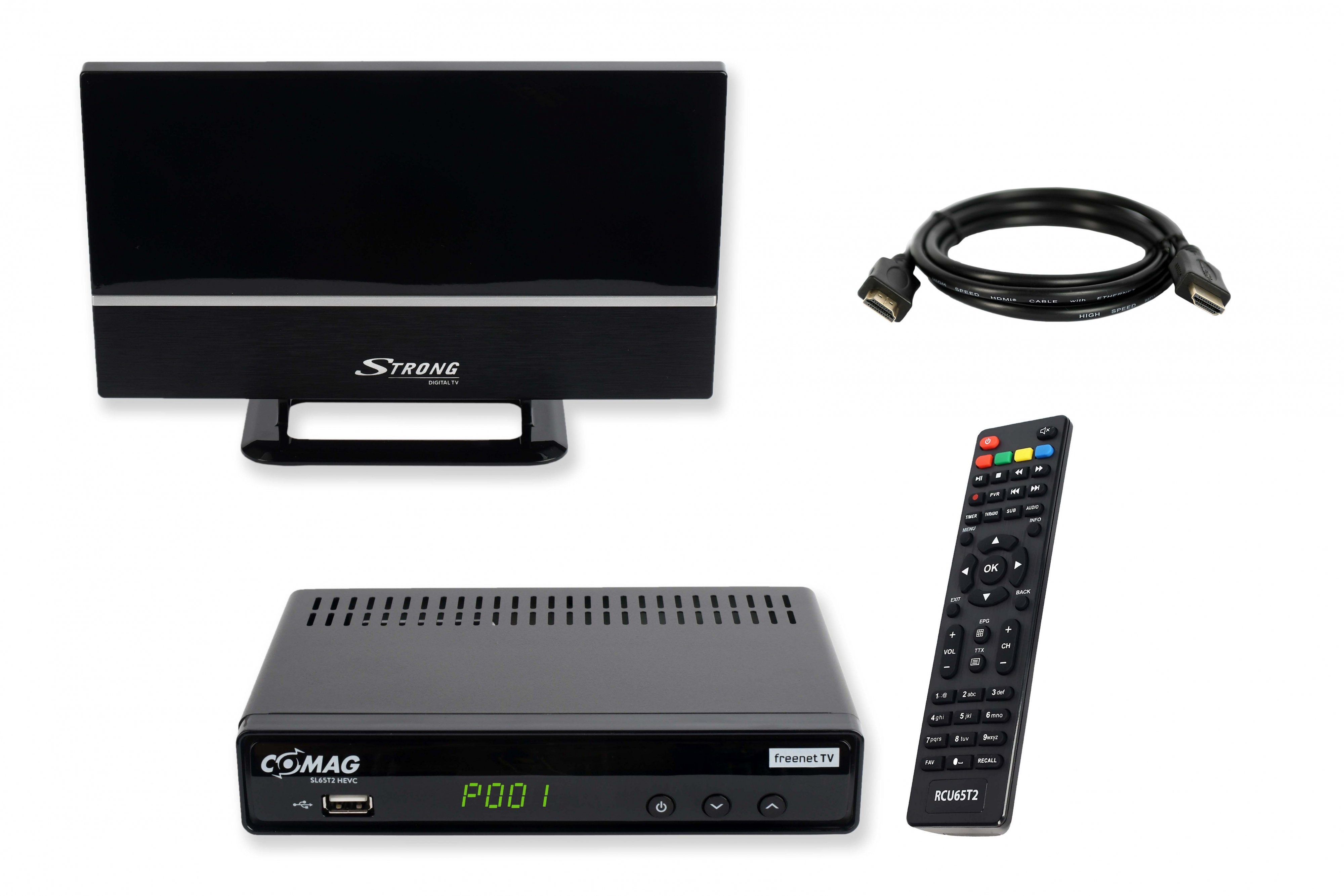 COMAG SL65T2 Home PVR-Funktion, (HDTV, (H.265), DVB-T2 (H.264), DVB-T2 DVB-T, schwarz) Bundel DVB-T-Receiver
