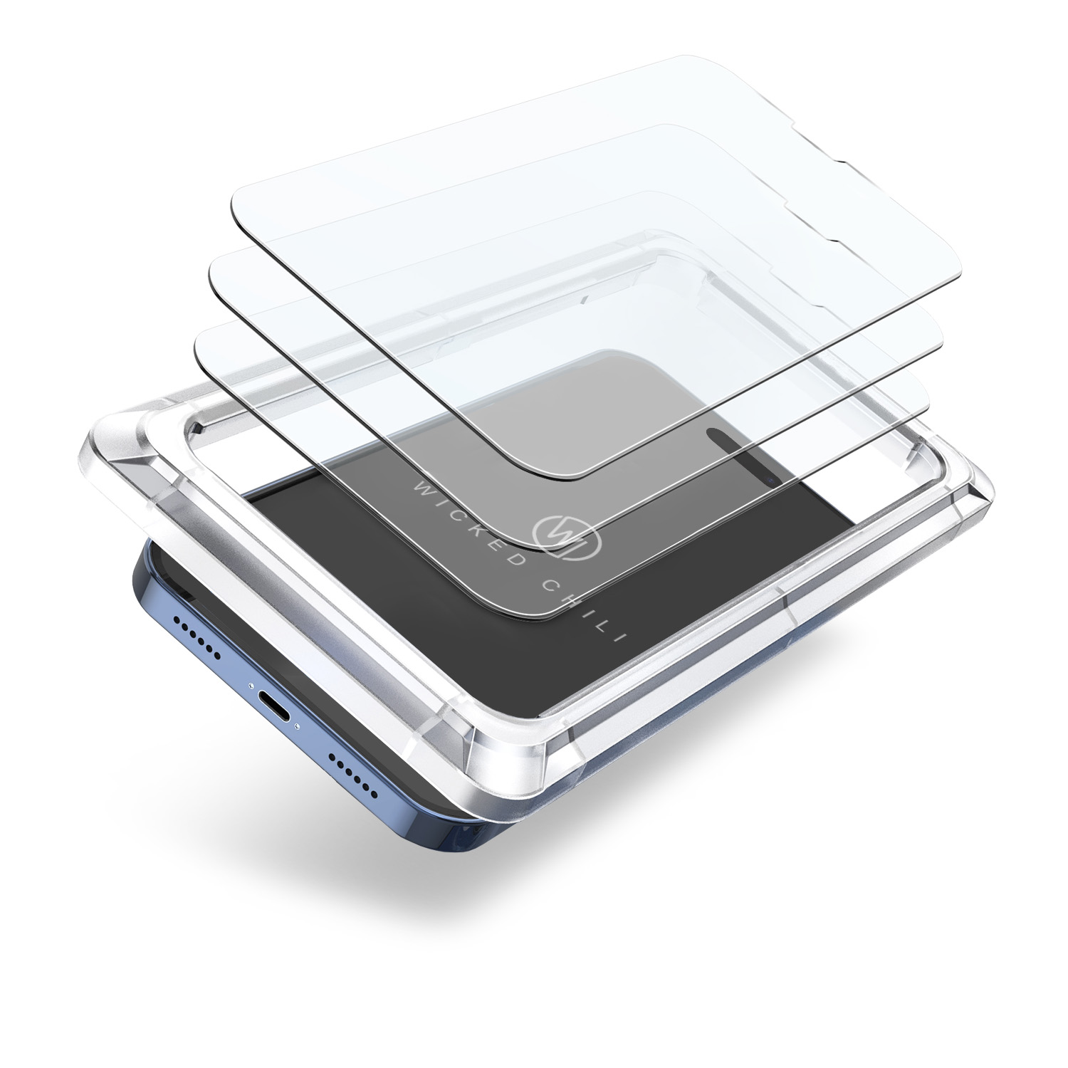 (mit Schutzglas(für Pro Pro Max) Rahmen Apple WICKED Easy-In 3x CHILI Max, / iPhone iPhone Schablone) 14 13