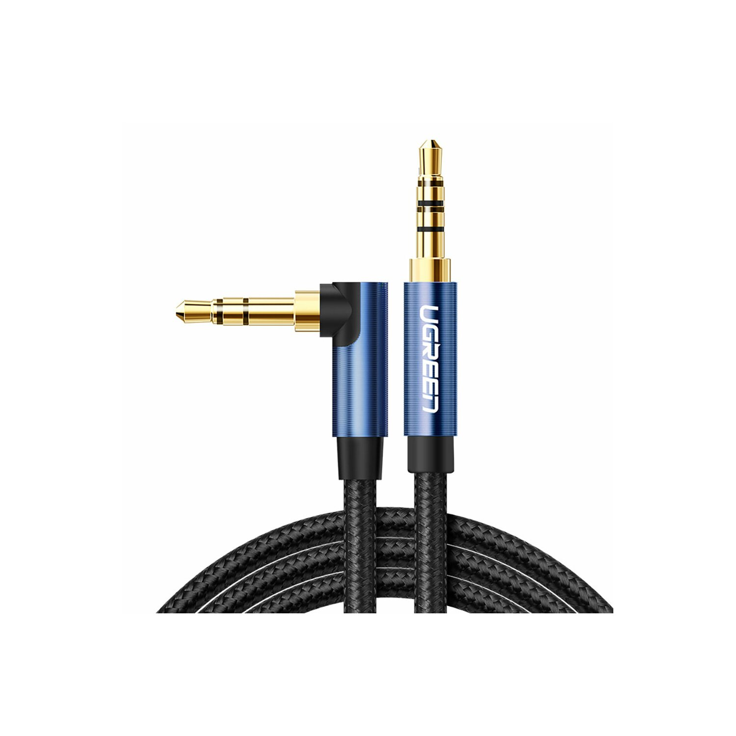 Miniklinke AUX-Kabel UGREEN 2 3,5 blau 1m mm Blau Ugreen Audio-Kabel, x gewinkeltes