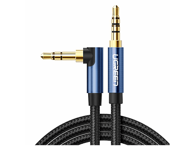 Miniklinke AUX-Kabel UGREEN 2 3,5 blau 1m mm Blau Ugreen Audio-Kabel, x gewinkeltes
