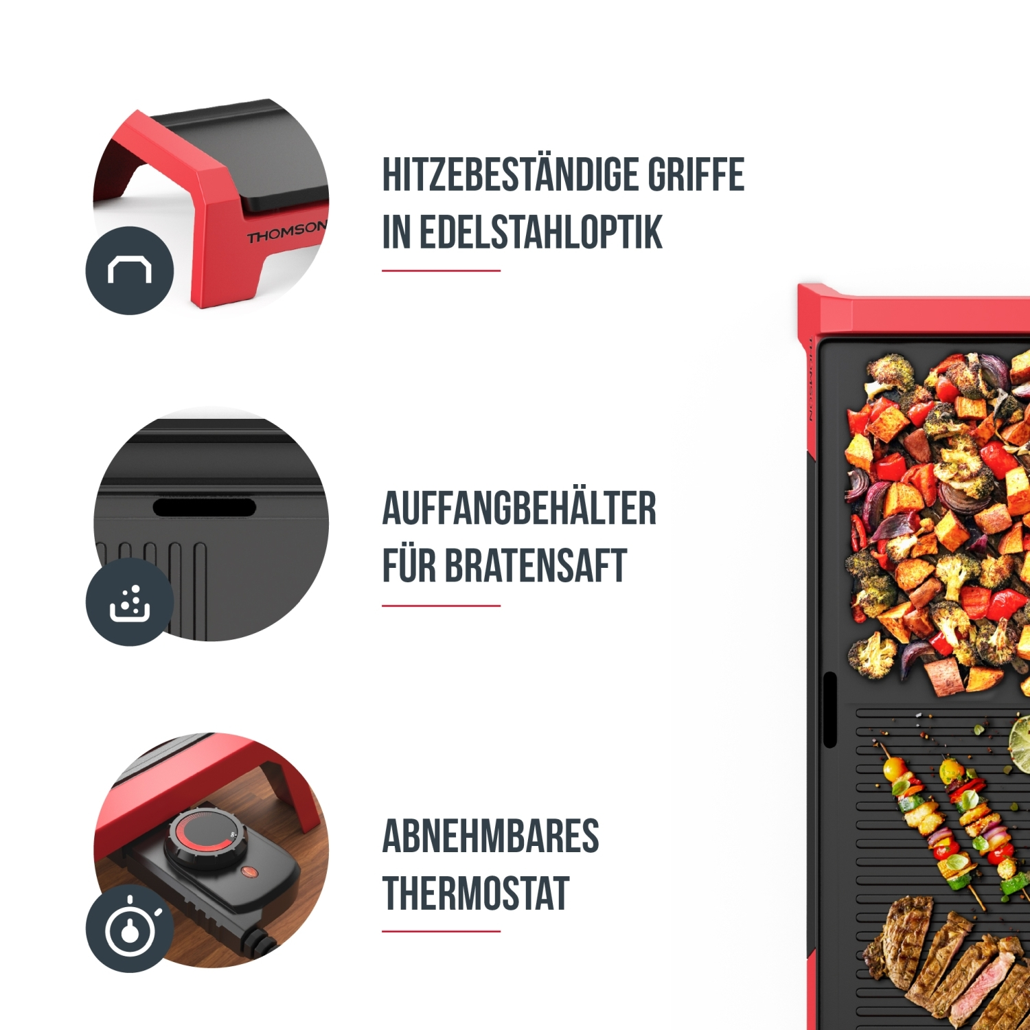 THOMSON Watt) (2200 Elektrogrill, rot THPL960G