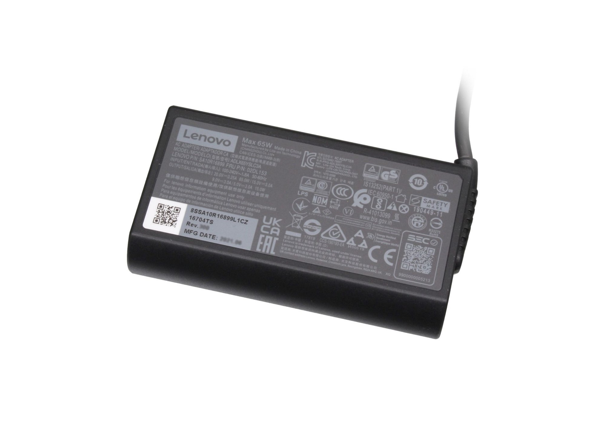 Original LENOVO USB-C Watt Netzteil abgerundetes 02DL155 65
