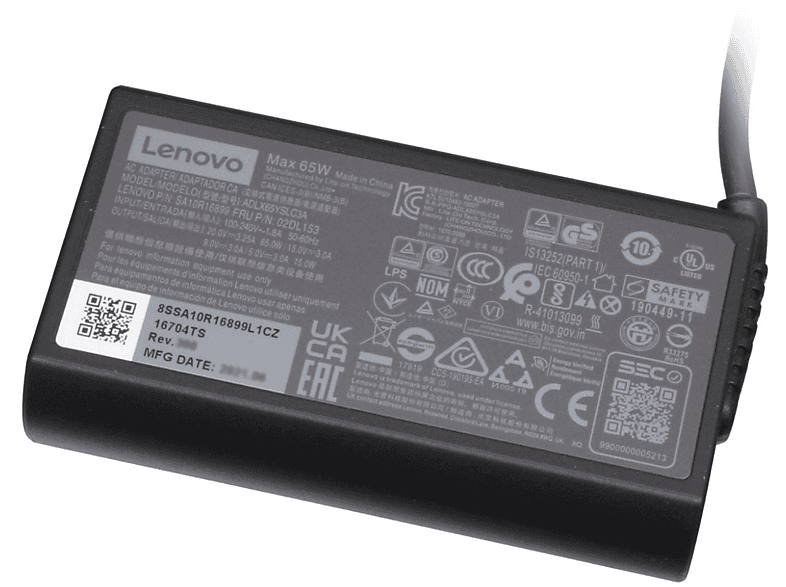 Original LENOVO USB-C Watt Netzteil abgerundetes 02DL155 65