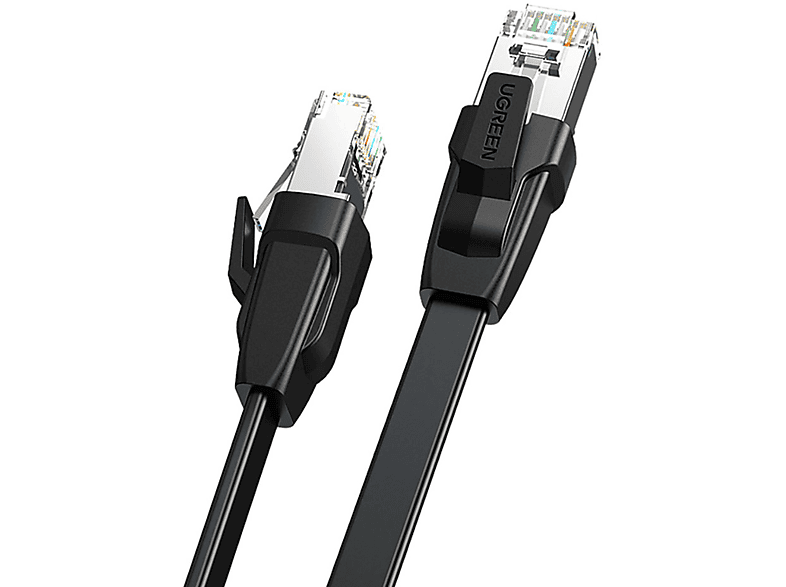 UGREEN Ugreen 1m LAN Ethernet Cat.8 U / FTP Kabel flach Netzwerkkabel LAN Kabel Schwarz (NW134), Netzwerkkabel, 1 m
