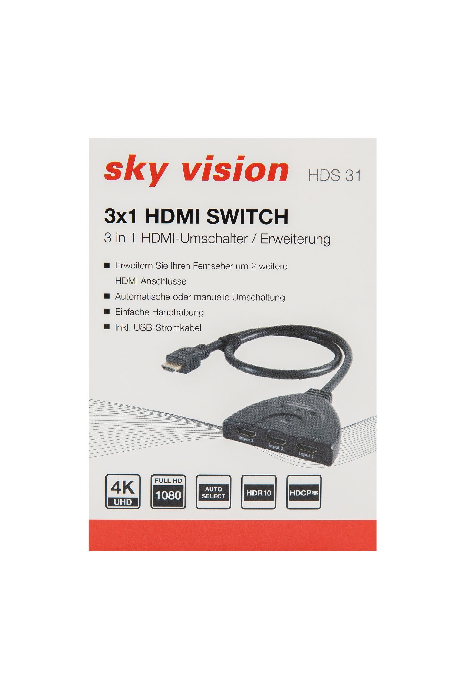 V 1029 Anschluß-Erweiterung SKY HDMI ERWEITERUNG OUT UMSCHALTER HDMI 1X (3X IN VISION