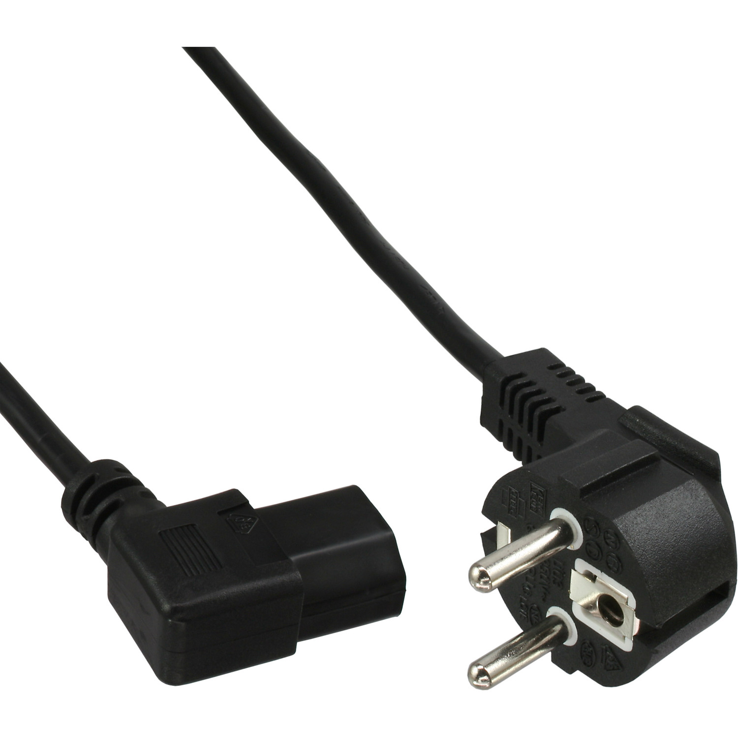 INLINE 60er Bulk-Pack InLine® C13 Stromkabel Schutzkontakt gewinkelt Netzkabel, extern auf