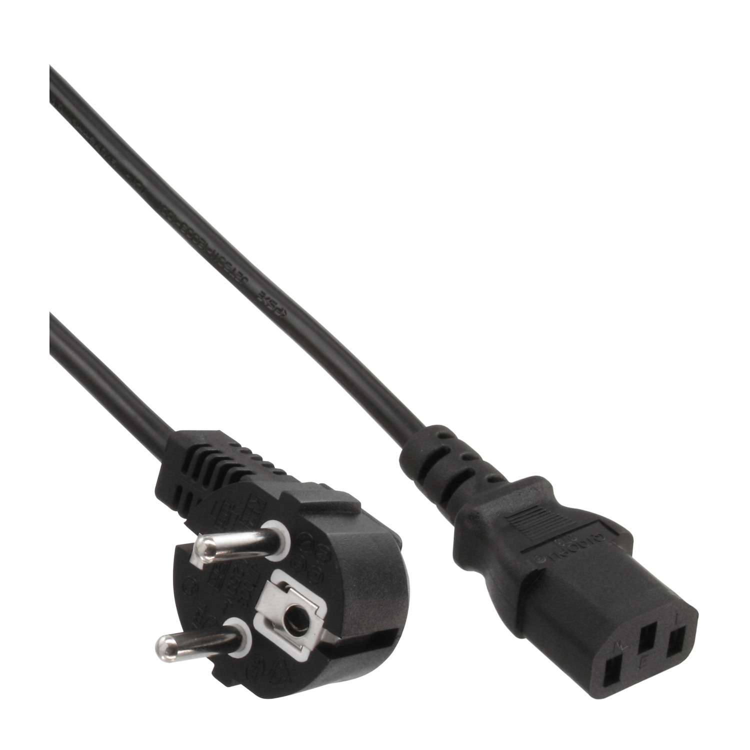 INLINE 25er Bulk-Pack InLine® auf extern C13, Netzkabel, gewinkelt Stromkabel Schutzkontakt