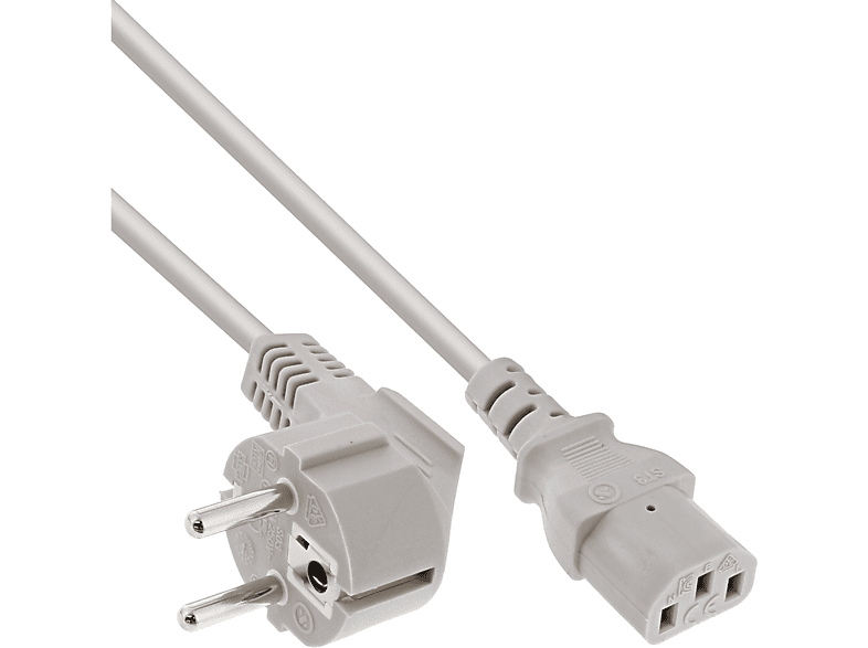 INLINE InLine® Netzkabel, Schutzkontakt gewinkelt auf Kaltgerätestecker extern 5m, Stromkabel