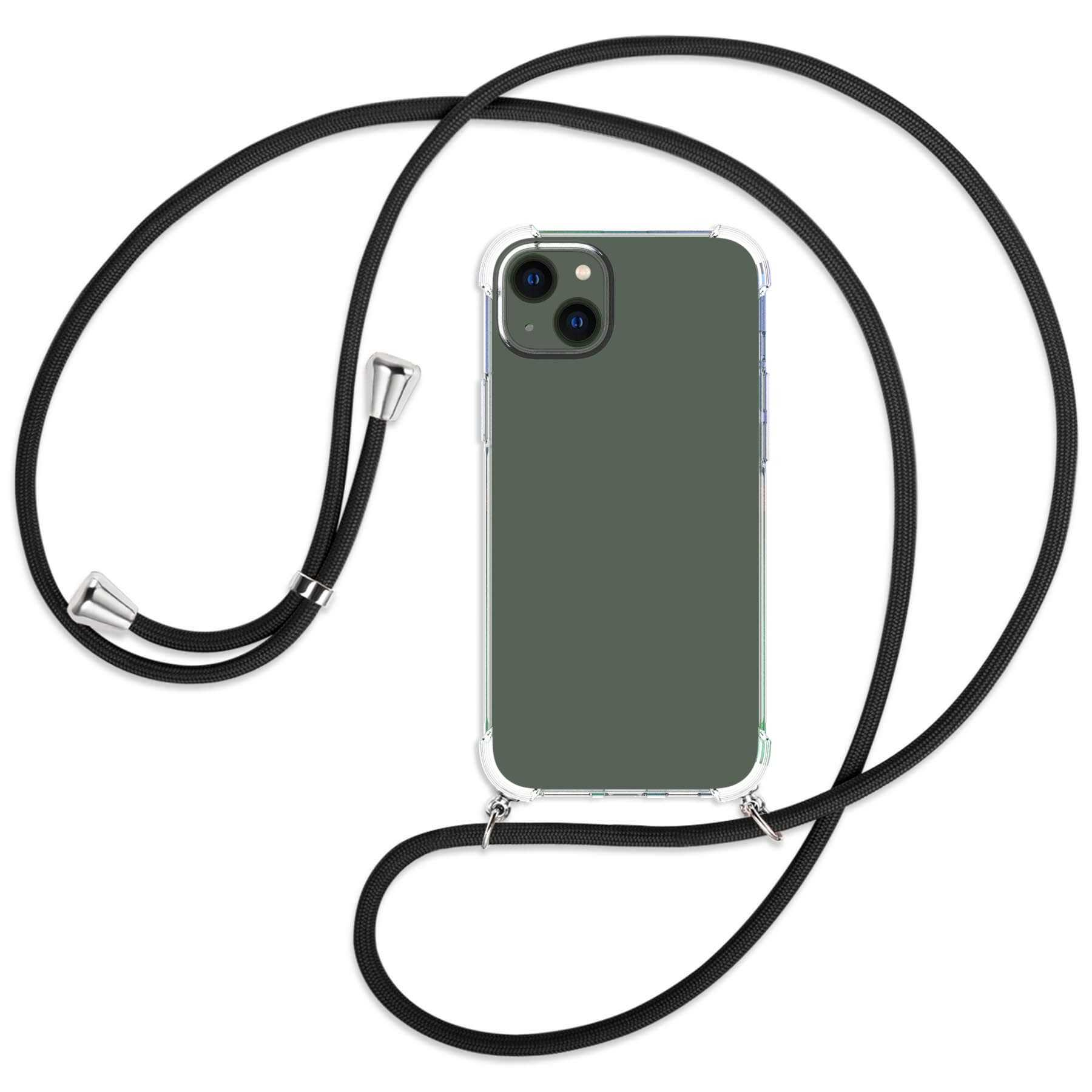 MTB MORE Apple, Plus, / Schwarz ENERGY silber Backcover, Umhänge-Hülle mit iPhone Kordel, 14