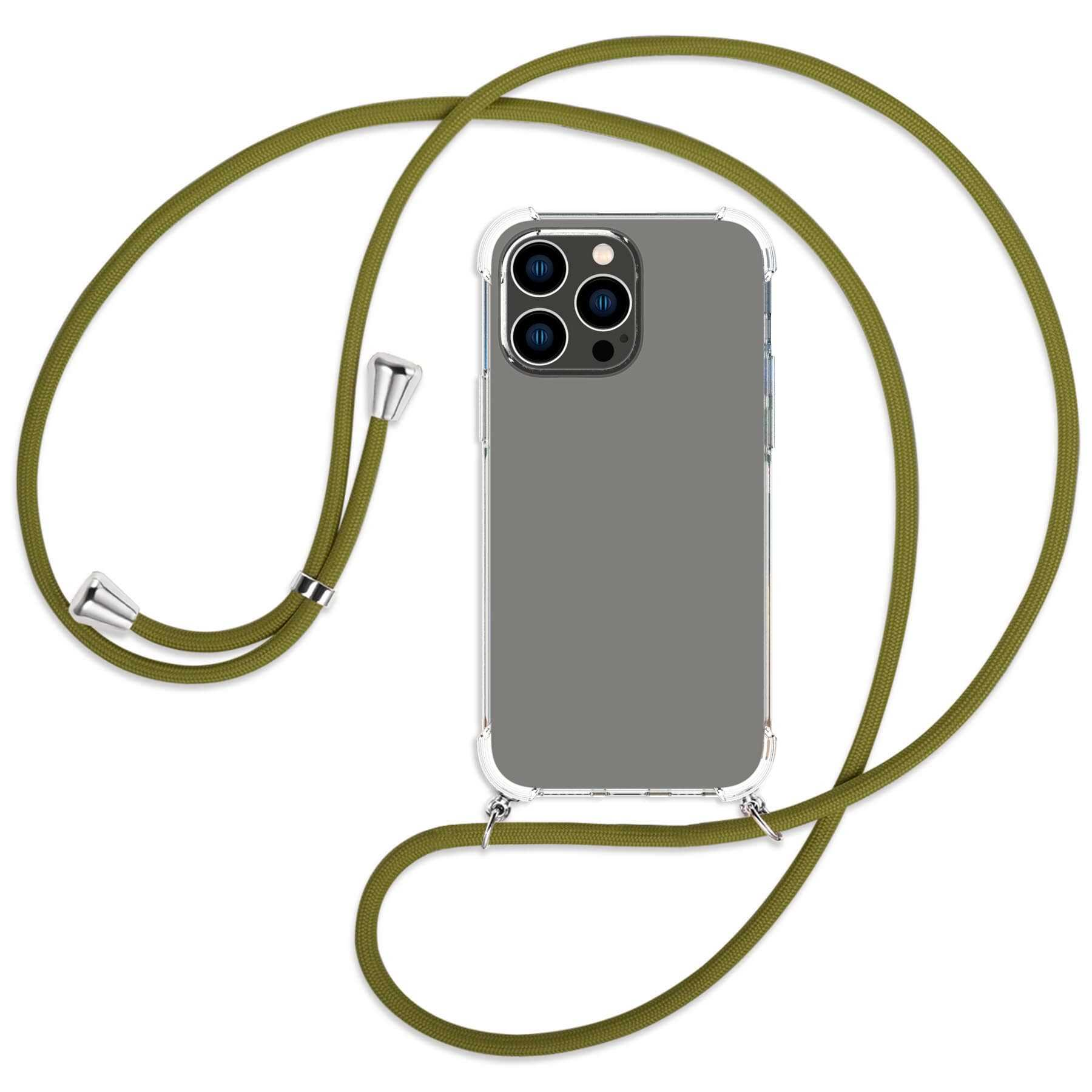 / 14 ENERGY iPhone MTB Khaki silber Max, Backcover, Pro mit Kordel, Apple, MORE Umhänge-Hülle