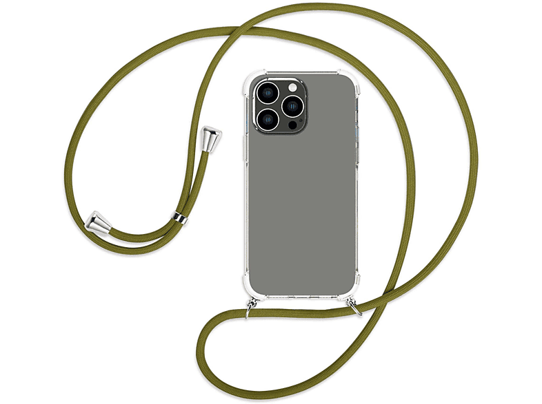 / 14 ENERGY iPhone MTB Khaki silber Max, Backcover, Pro mit Kordel, Apple, MORE Umhänge-Hülle