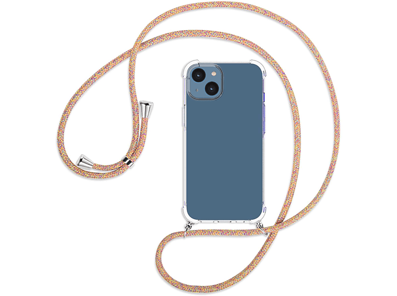 Rainbow Backcover, ENERGY Apple, MORE iPhone 14, mit Umhänge-Hülle Kordel, silber / MTB