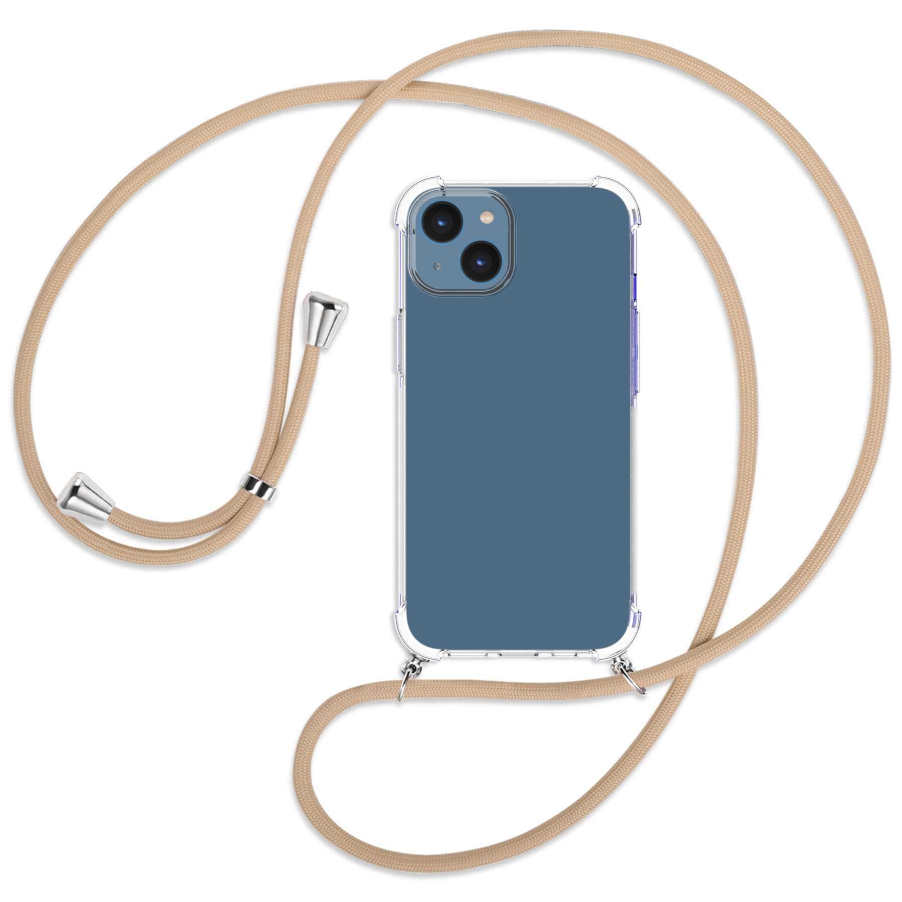Kordel, mit Backcover, Umhänge-Hülle silber MTB iPhone ENERGY Beige MORE 14, Apple, /