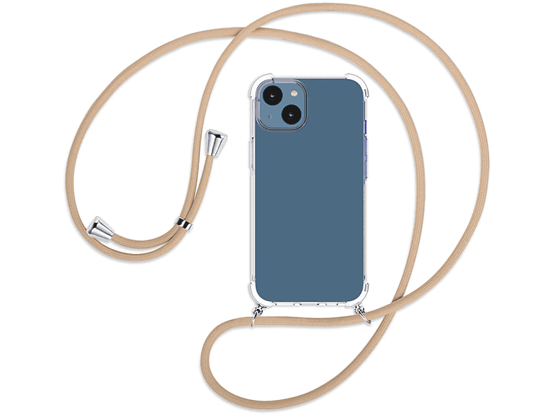 Kordel, mit Backcover, Umhänge-Hülle silber MTB iPhone ENERGY Beige MORE 14, Apple, /