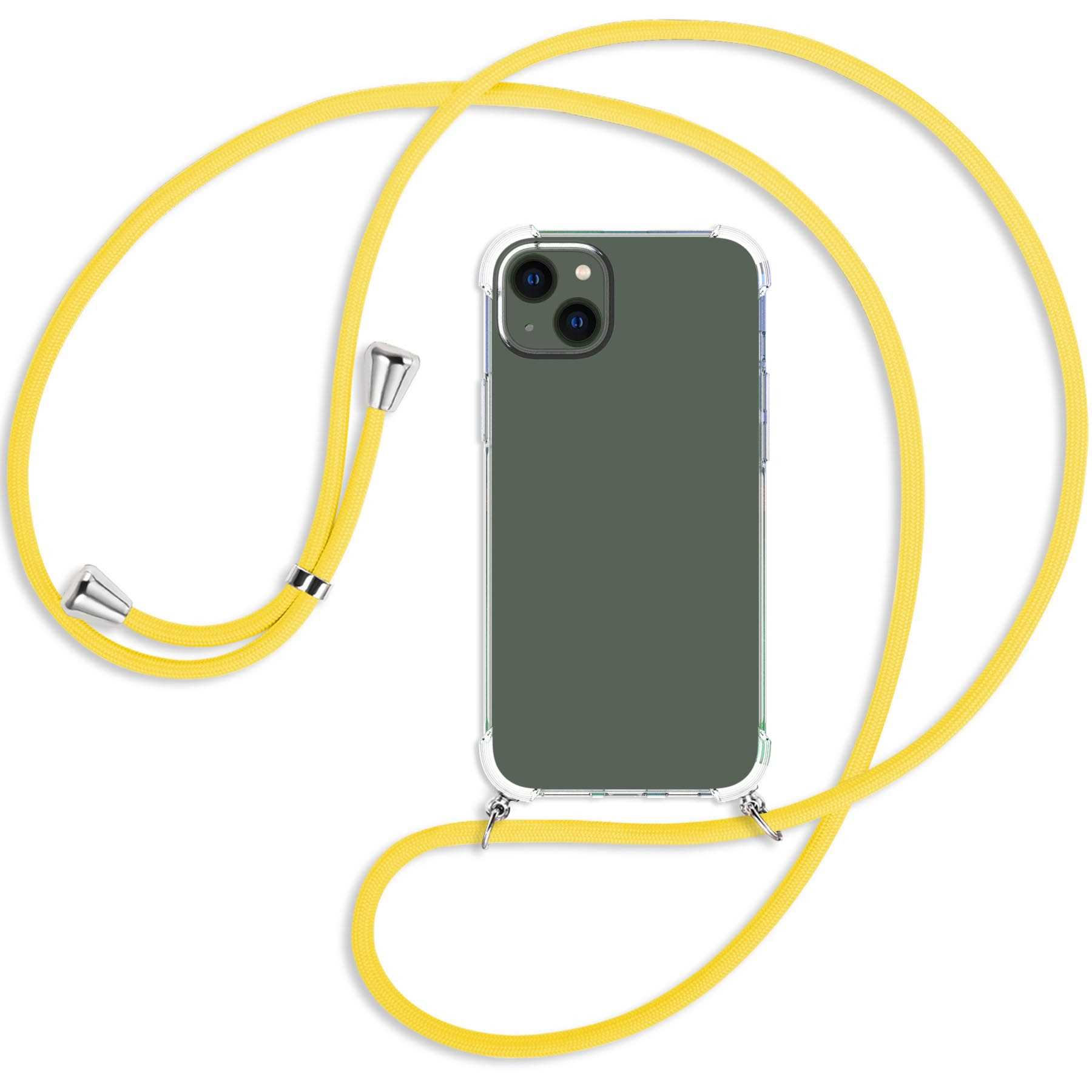 MTB Apple, Kordel, mit Gelb iPhone 14 silber Umhänge-Hülle / Plus, Banana MORE Backcover, ENERGY