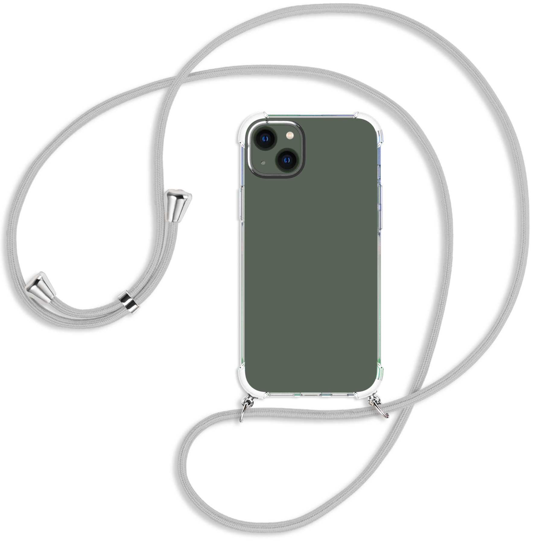 iPhone 14 Silber-Grau Backcover, mit / MORE Apple, Plus, Kordel, Umhänge-Hülle MTB ENERGY silber