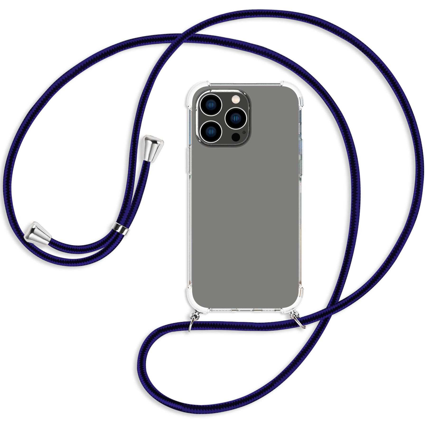 Kordel, Apple, iPhone Max, MORE ENERGY Blue 14 Umhänge-Hülle Line Backcover, silber MTB / Pro mit