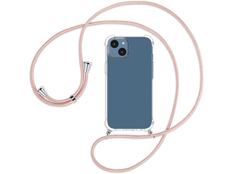 Rosegold Backcover, Apple, Umhänge-Hülle ENERGY iPhone mit silber 14, Kordel, MORE / MTB