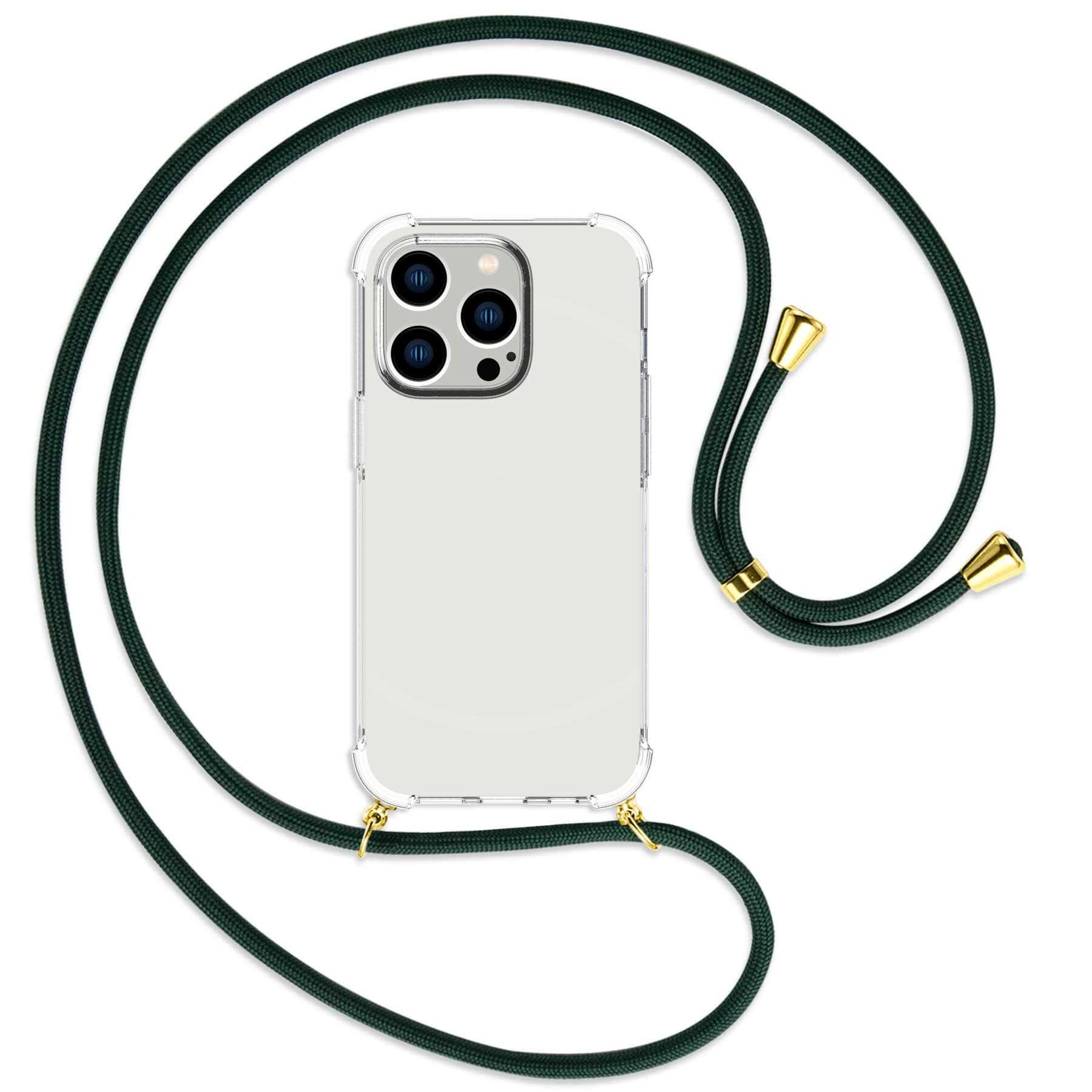 iPhone MTB / Kordel, Umhänge-Hülle Backcover, MORE Pro, mit Apple, Dunkelgrün gold 14 ENERGY