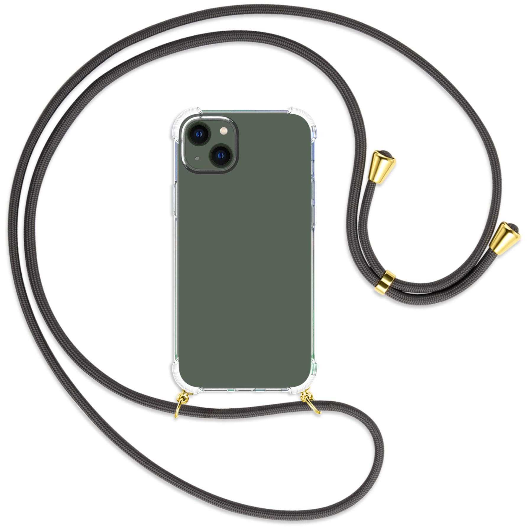 MTB MORE Kordel, Umhänge-Hülle Apple, mit ENERGY Dunkelgrau iPhone Plus, gold / Backcover, 14