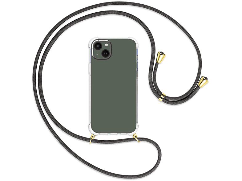 Dunkelgrau Kordel, Plus, 14 ENERGY Apple, iPhone / gold mit MORE Backcover, Umhänge-Hülle MTB