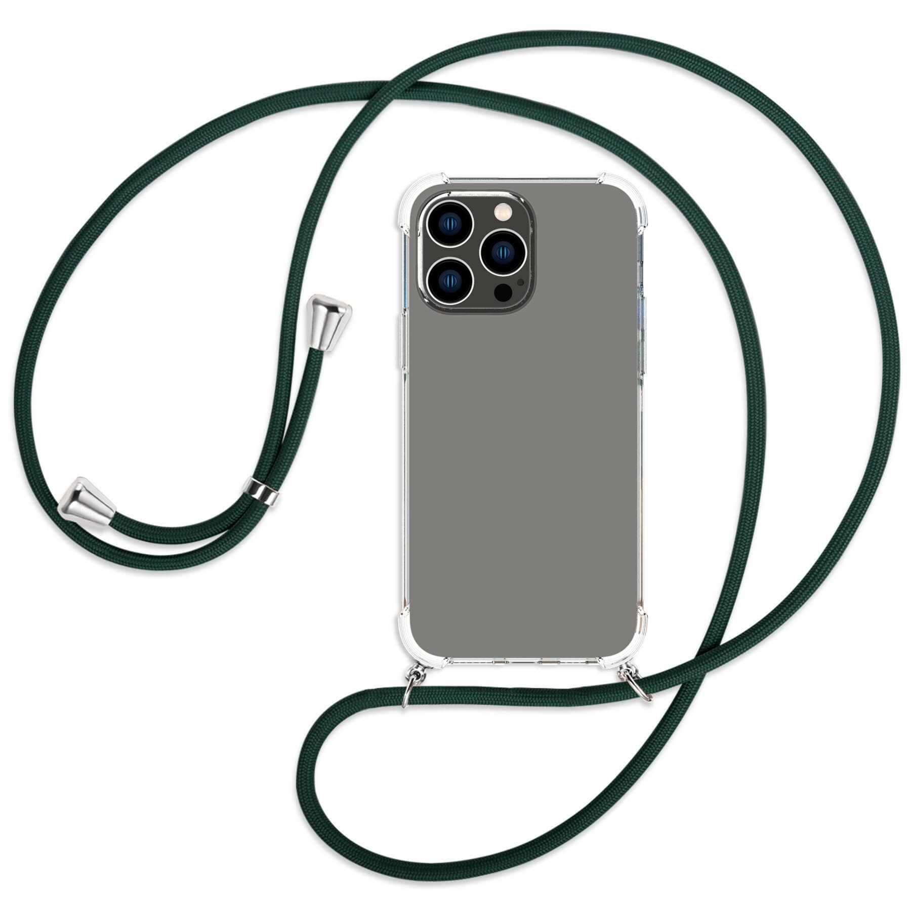 MTB MORE ENERGY Umhänge-Hülle Kordel, Apple, / Pro 14 silber Max, Backcover, mit Dunkelgrün iPhone