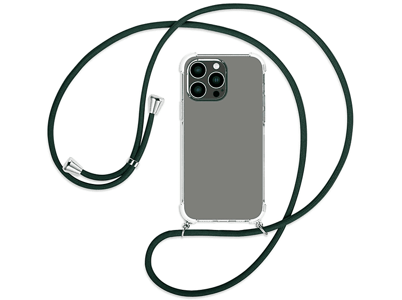 iPhone Backcover, Umhänge-Hülle Kordel, MTB Pro Apple, / ENERGY Dunkelgrün mit silber MORE 14 Max,