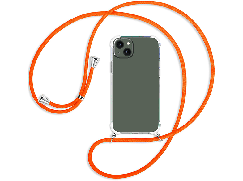 MTB MORE ENERGY Umhänge-Hülle mit Kordel, Backcover, Apple, iPhone 14 Plus, Neon Orange / silber