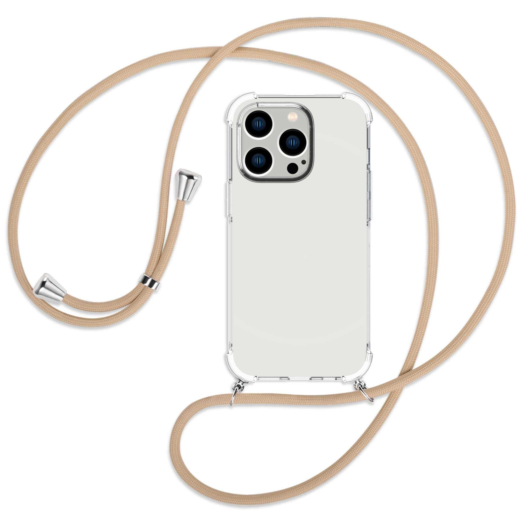 ENERGY Backcover, iPhone / Pro, Beige MORE 14 Apple, mit Kordel, Umhänge-Hülle silber MTB