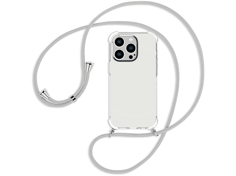 MTB MORE ENERGY Umhänge-Hülle mit Kordel, Backcover, Apple, iPhone 14 Pro, Silber-Grau / silber