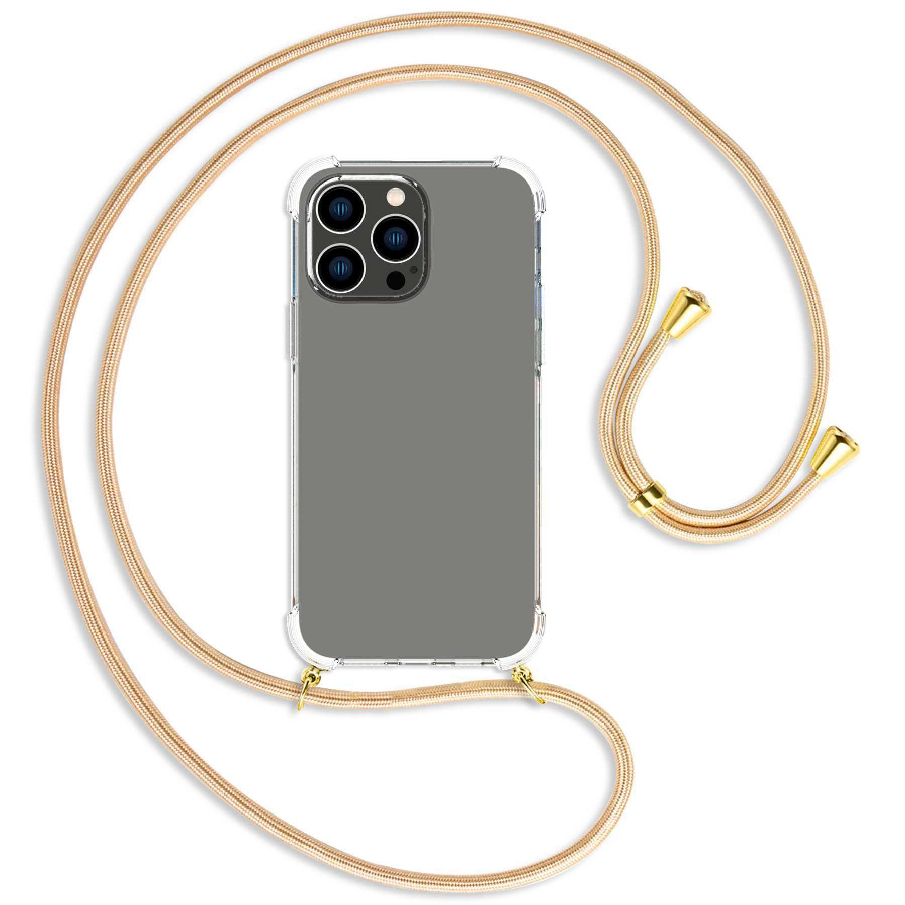 MORE mit 14 / Umhänge-Hülle Gold ENERGY Max, Apple, gold Backcover, MTB Kordel, iPhone Pro Shiny