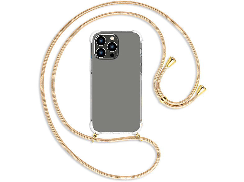 MTB MORE ENERGY Umhänge-Hülle iPhone Max, Gold Apple, 14 Shiny Pro mit gold Backcover, / Kordel