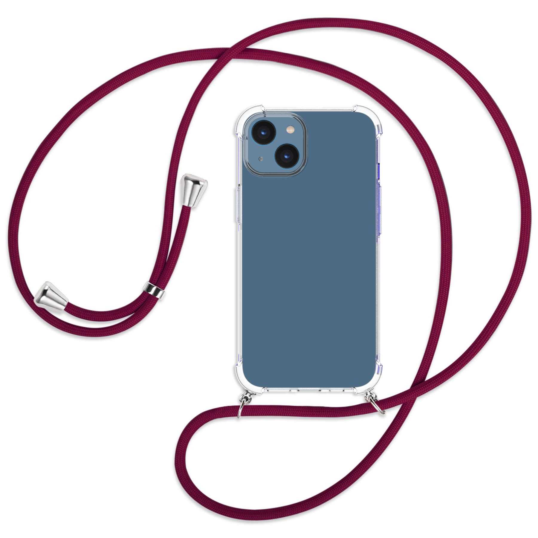 Kordel, Backcover, ENERGY mit Apple, / silber 14, Dunkelrot MTB iPhone MORE Umhänge-Hülle