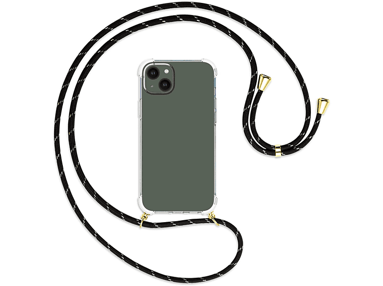 MTB MORE ENERGY Umhänge-Hülle mit / iPhone gold Schwarz+Gold Backcover, 14 Kordel, Plus, Apple