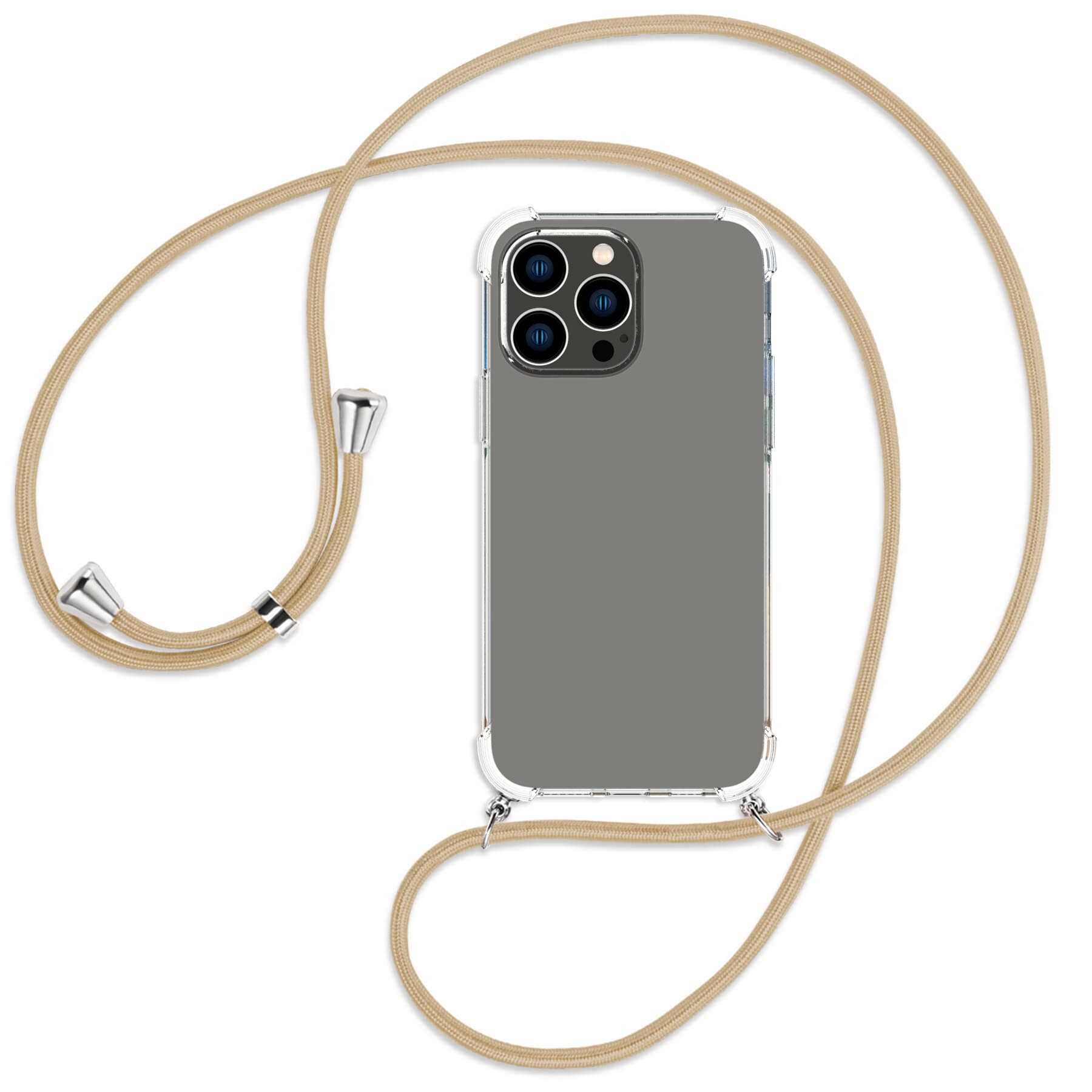Apple, Backcover, mit ENERGY Umhänge-Hülle Max, Kordel, MTB 14 iPhone Caramel Pro / MORE silber