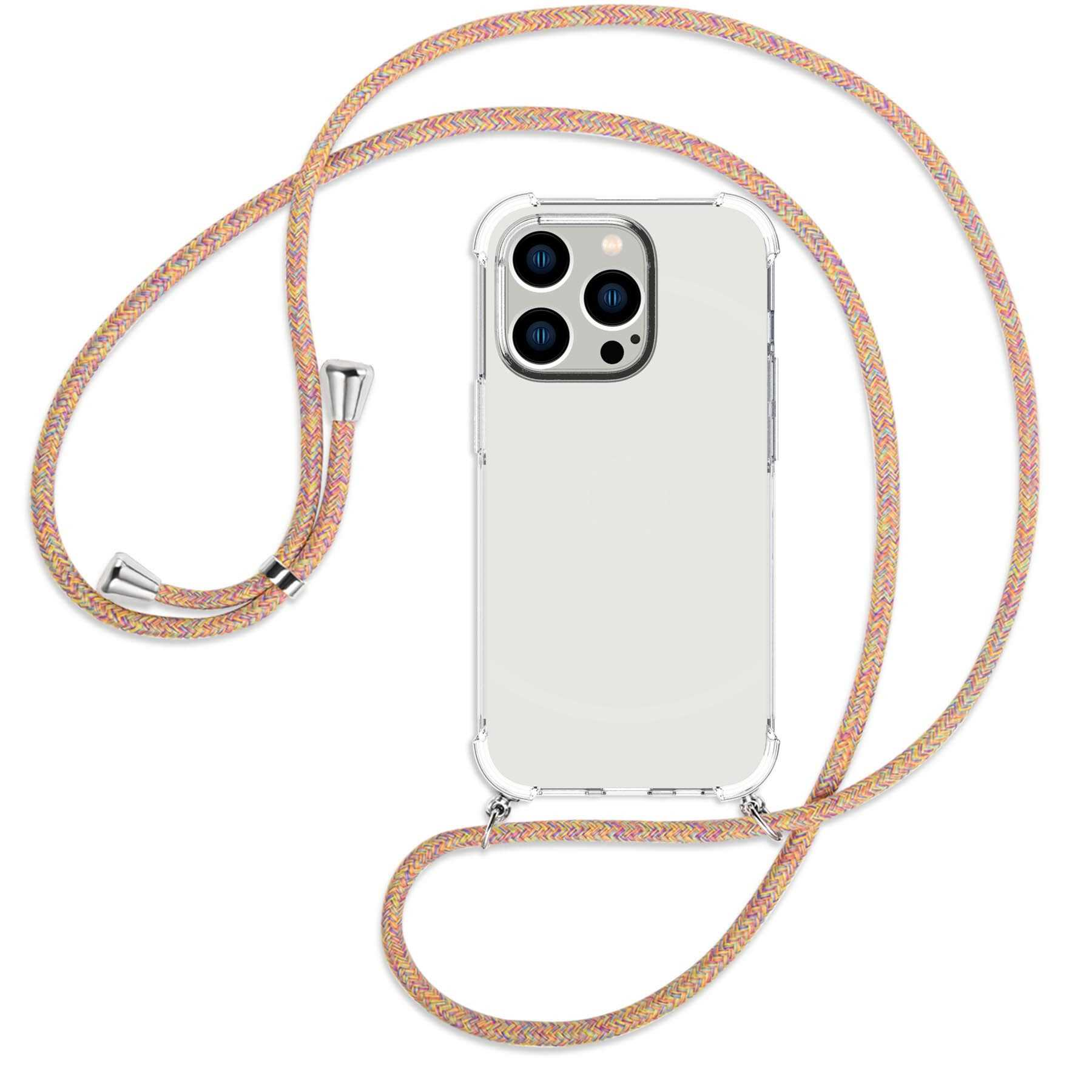 Kordel, Apple, / Pro, MORE iPhone silber 14 Umhänge-Hülle Backcover, ENERGY mit Rainbow MTB