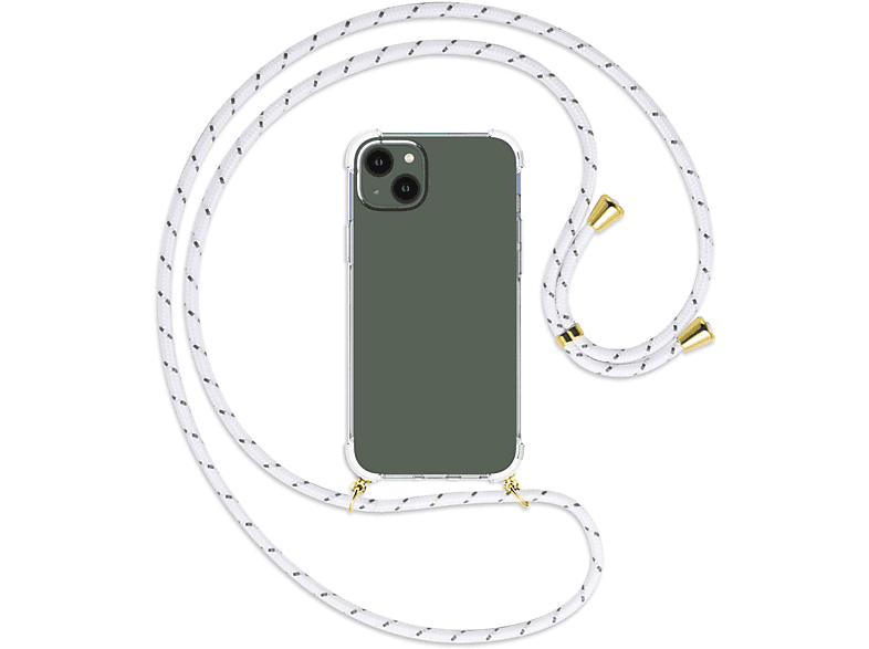 Kordel, iPhone gold ENERGY Umhänge-Hülle / Apple, 14 MORE mit Plus, MTB Backcover, Weiß+Grau