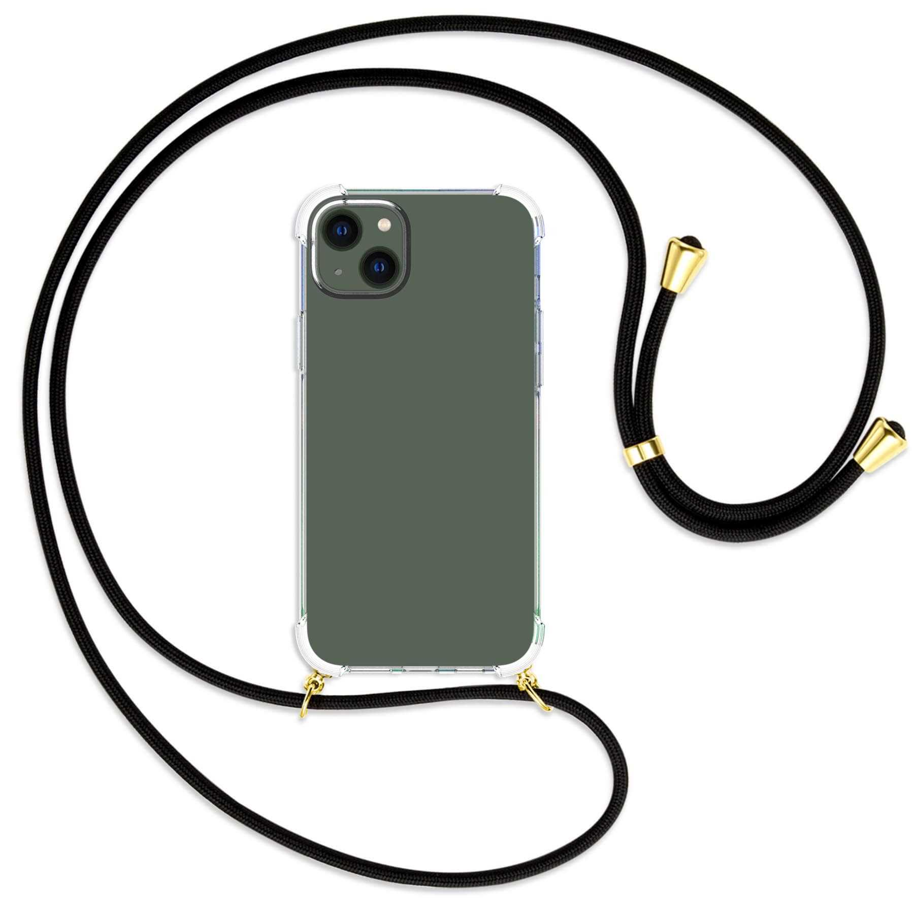 Apple, Backcover, / MORE iPhone Schwarz Kordel, Plus, Umhänge-Hülle ENERGY mit gold MTB 14