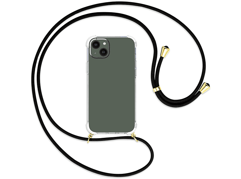 MTB MORE / Plus, gold Umhänge-Hülle ENERGY Backcover, mit 14 Kordel, Schwarz Apple, iPhone
